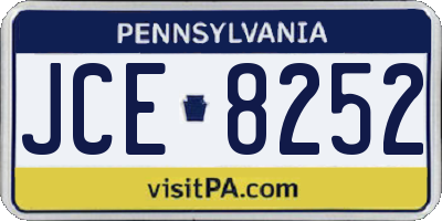 PA license plate JCE8252