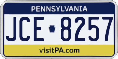 PA license plate JCE8257