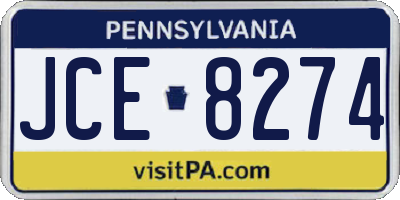 PA license plate JCE8274