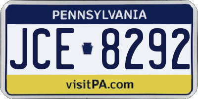 PA license plate JCE8292