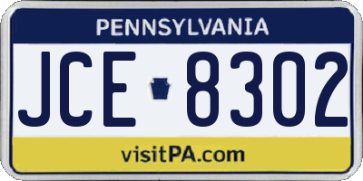 PA license plate JCE8302
