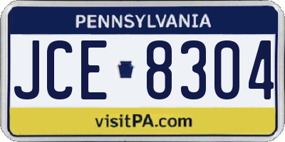 PA license plate JCE8304