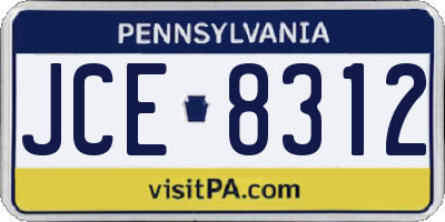 PA license plate JCE8312