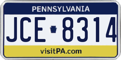 PA license plate JCE8314