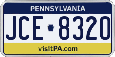 PA license plate JCE8320