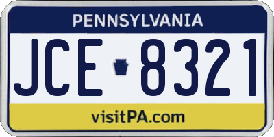 PA license plate JCE8321