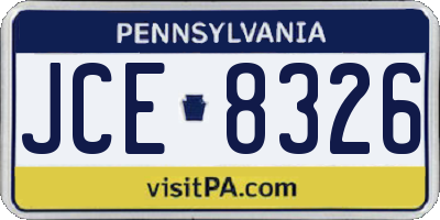 PA license plate JCE8326