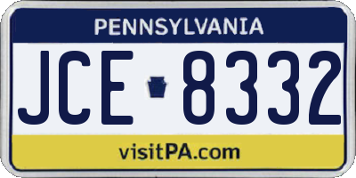 PA license plate JCE8332
