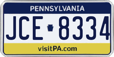 PA license plate JCE8334