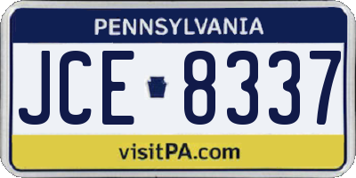 PA license plate JCE8337