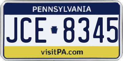 PA license plate JCE8345