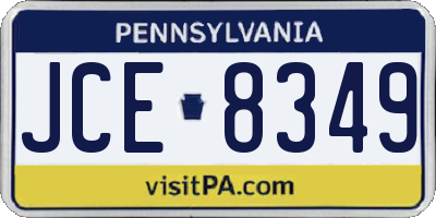 PA license plate JCE8349