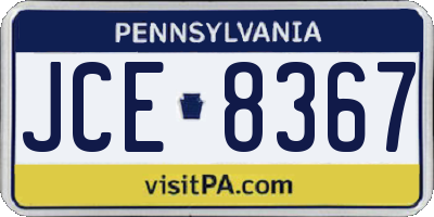 PA license plate JCE8367