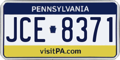 PA license plate JCE8371