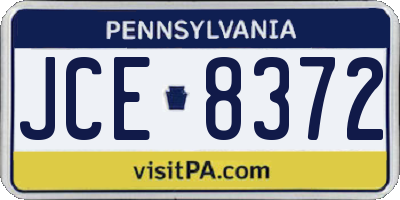 PA license plate JCE8372