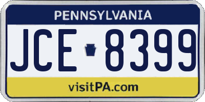 PA license plate JCE8399