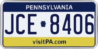 PA license plate JCE8406