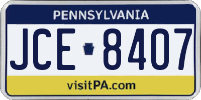 PA license plate JCE8407