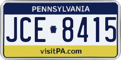 PA license plate JCE8415