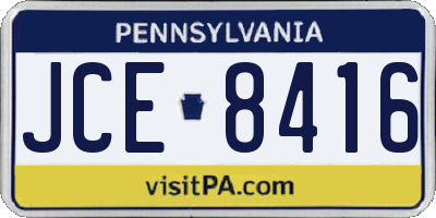 PA license plate JCE8416