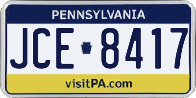 PA license plate JCE8417