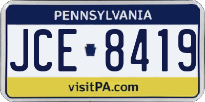 PA license plate JCE8419