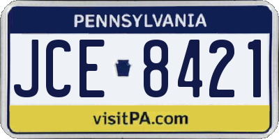 PA license plate JCE8421
