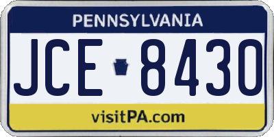 PA license plate JCE8430
