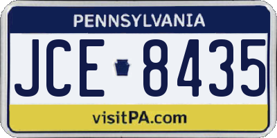 PA license plate JCE8435