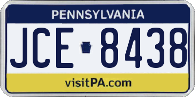 PA license plate JCE8438