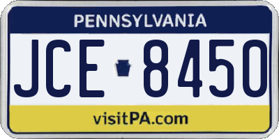 PA license plate JCE8450