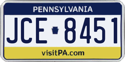 PA license plate JCE8451