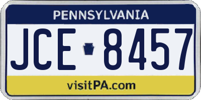PA license plate JCE8457