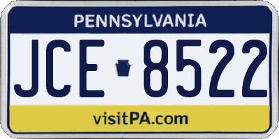 PA license plate JCE8522