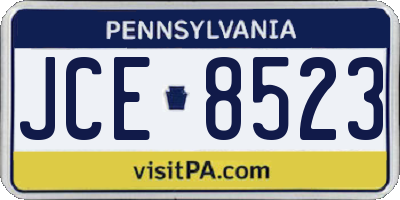 PA license plate JCE8523