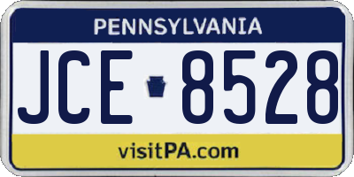 PA license plate JCE8528