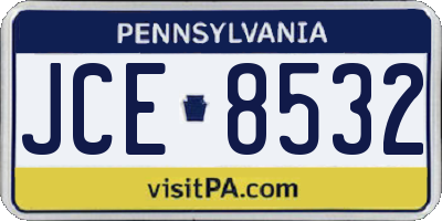 PA license plate JCE8532