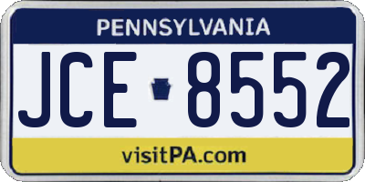 PA license plate JCE8552