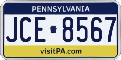 PA license plate JCE8567