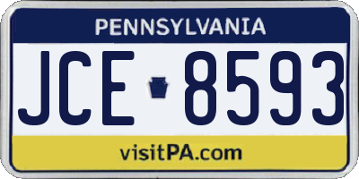PA license plate JCE8593