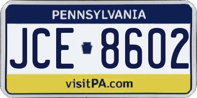 PA license plate JCE8602