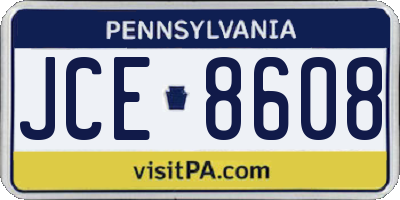 PA license plate JCE8608