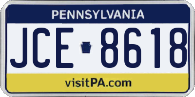PA license plate JCE8618
