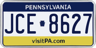PA license plate JCE8627