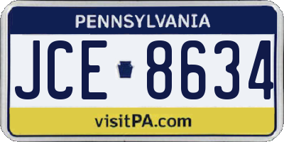 PA license plate JCE8634