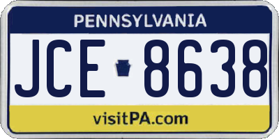 PA license plate JCE8638
