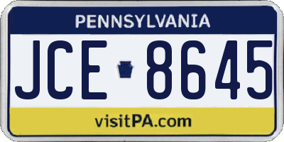 PA license plate JCE8645