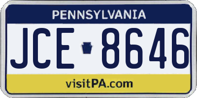 PA license plate JCE8646