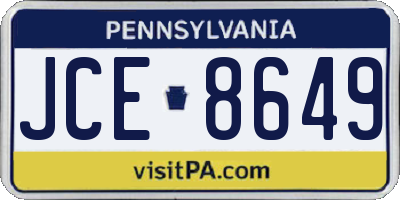 PA license plate JCE8649