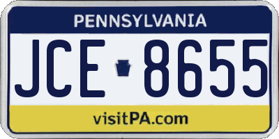 PA license plate JCE8655